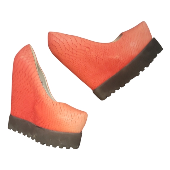 Senso diffusion Zaki coral black snakeskin print platform wedges heels 39 9 nwob - Picture 5 of 7